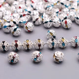 Silver Rhinestone Ball Spacer Beads 50pcs/lot for Jewelry Making