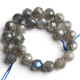 8mm Labradorite Gemstone Beads 7.5'' Grey Faceted Flash