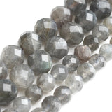 8mm Labradorite Gemstone Beads 7.5'' Grey Faceted Flash