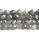 8mm Labradorite Gemstone Beads 7.5'' Grey Faceted Flash