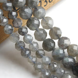 8mm Labradorite Gemstone Beads 7.5'' Grey Faceted Flash