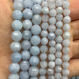 Aquamarines Stone Beads 15'' Round Faceted DIY Loose Beads