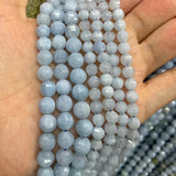 Aquamarines Stone Beads 15'' Round Faceted DIY Loose Beads