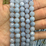 Aquamarines Stone Beads 15'' Round Faceted DIY Loose Beads
