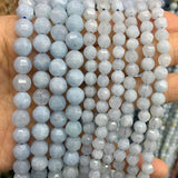 Aquamarines Stone Beads 15'' Round Faceted DIY Loose Beads