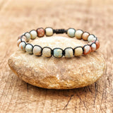 6*8mm Shoushan Stone Beads Bracelet for Women Men Bohemia Healing Reiki Pray