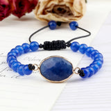 6/8mm Beaded Bracelet Chalcedony Stone Braided Bracelet Yoga Jewelry
