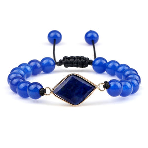 6/8mm Beaded Bracelet Chalcedony Stone Braided Bracelet Yoga Jewelry