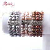 8mm Freshwater Pearl Bracelet, Tibetan Silver, Adjustable, Birthday Gift
