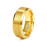 6/8mm Tungsten Carbide Wedding Band Beveled Edges Flat Comfort Fit