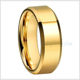6/8mm Tungsten Carbide Wedding Band Beveled Edges Flat Comfort Fit