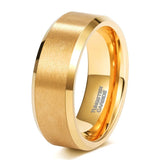 6/8mm Tungsten Carbide Wedding Band Beveled Edges Flat Comfort Fit