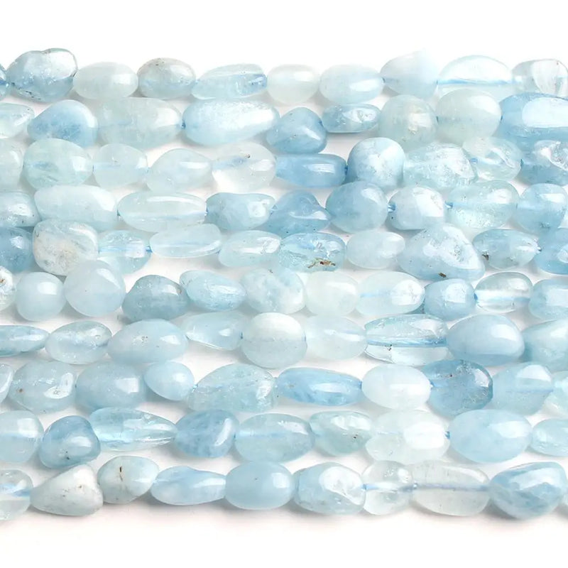 6-8mm Aquamarina Stone Beads for Jewelry Making 15 Inch