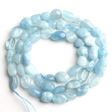 6-8mm Aquamarina Stone Beads for Jewelry Making 15 Inch