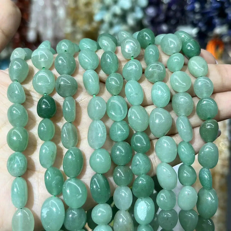 Green Aventurine Irregular Stone Beads 6-8mm 18 Inch