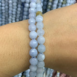 6-8mm Aquamarines Round Faceted Beads 15'' DIY Loose Beads