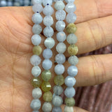 6-8mm Aquamarines Round Faceted Beads 15'' DIY Loose Beads
