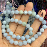 6-8mm Aquamarines Round Faceted Beads 15'' DIY Loose Beads