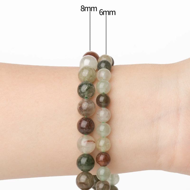 6 8mm Colorful Quartz Rutilated Stone Beads Jewelry Making DIY Bracelet Earrings