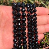 Natural Faceted Tourmaline Stone Beads Round Loose Beads 7.5''