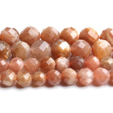6/8mm Faceted Sunstone Stone Beads for Diy Jewellery Making 7.5''
