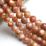 6/8mm Faceted Sunstone Stone Beads for Diy Jewellery Making 7.5''