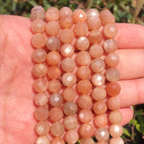6/8mm Faceted Sunstone Stone Beads for Diy Jewellery Making 7.5''