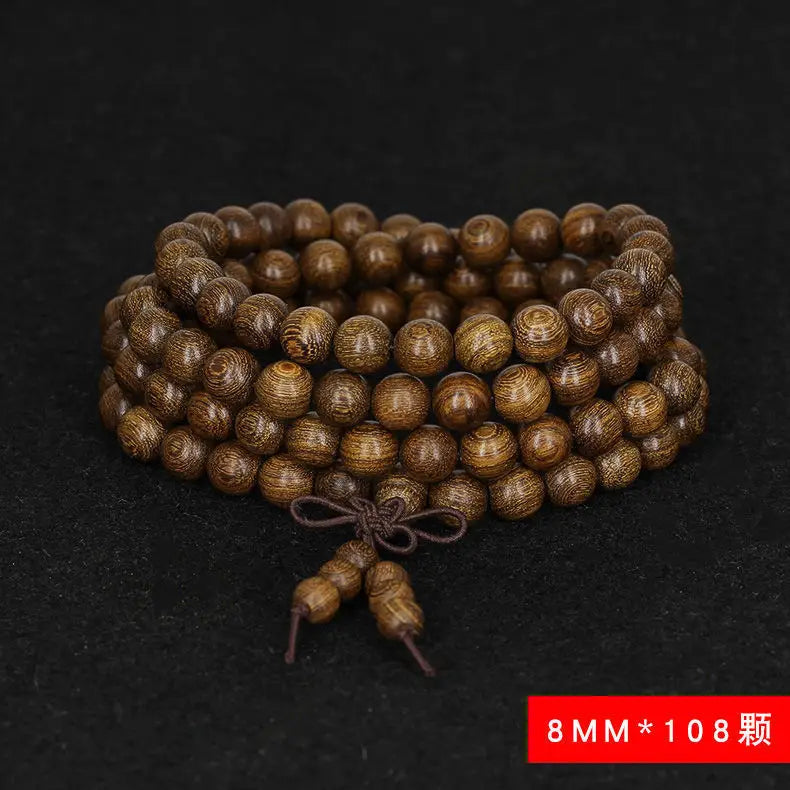 Golden Sandalwood Ebony Bracelet Buddha Beads 108 Beads