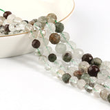Green Ghost Quartz Beads Crystal Round Loose Spacer Stone Beads 7.5''