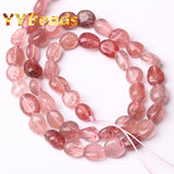 6-8mm Natural Strawberry Quartz Stone Beads for Jewelry Making