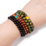 6/8mm Natural Sandalwood Beads Wrist Bracelet DIY Strand Bead Wooden Pray