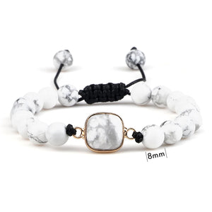 Natural Stone Bracelet Geometric Shape Beaded Bangles