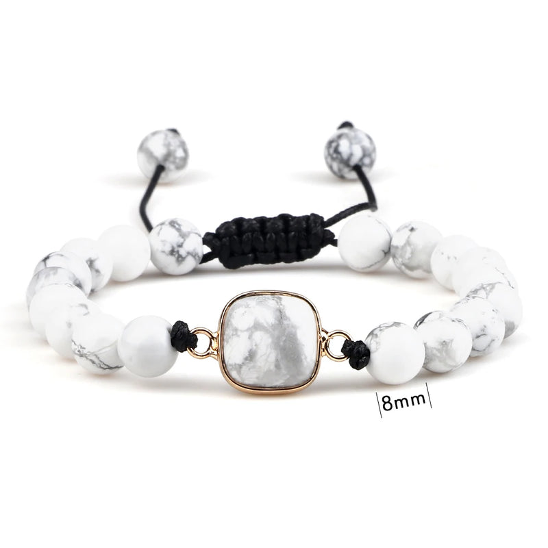 Natural Stone Bracelet Geometric Shape Beaded Bangles