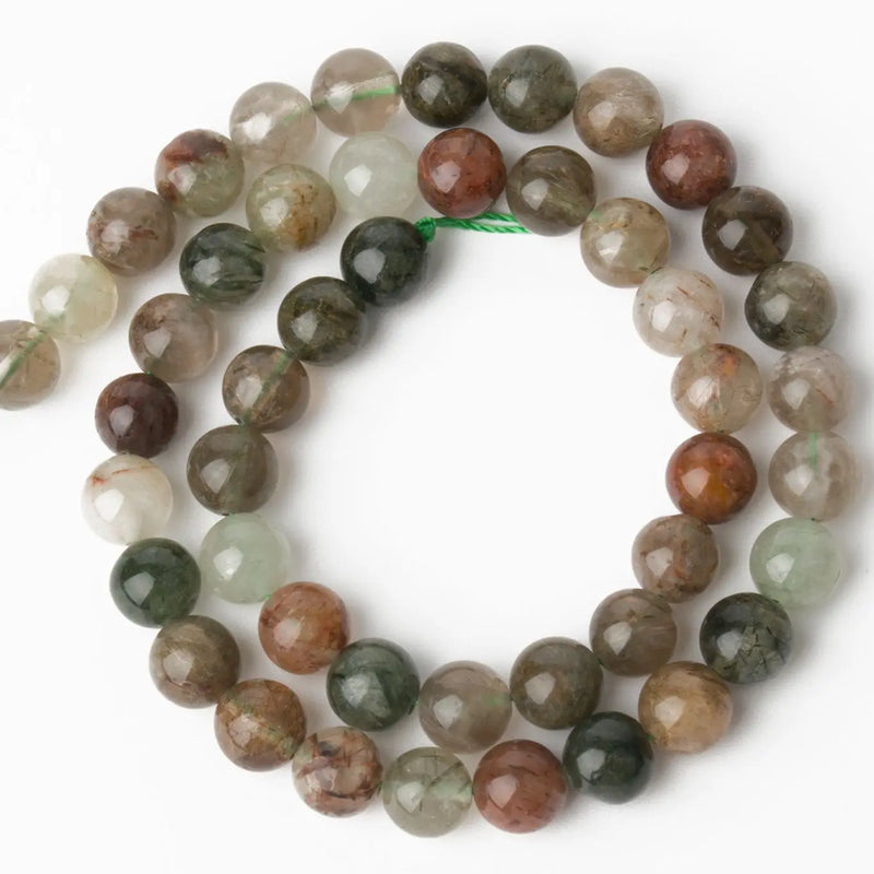 6/8mm Rutilated Quartz Beads Round Loose Gemstone Bead 15''
