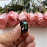 6/8mm Tungsten Wedding Bands Green Opal Gear Inlay Comfort Fit