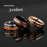 Tungsten Carbide Wedding Bands with Koa Wood Arrow Inlay