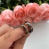 Tungsten Carbide Wedding Bands with Koa Wood Arrow Inlay