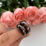Tungsten Carbide Wedding Bands with Koa Wood Arrow Inlay