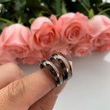 Tungsten Carbide Wedding Bands with Koa Wood Arrow Inlay