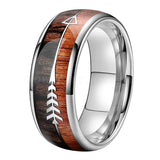 Tungsten Carbide Wedding Bands with Koa Wood Arrow Inlay