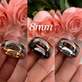 Tungsten Carbide Wedding Bands with Koa Wood Arrow Inlay