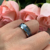 Tungsten Wedding Rings Beveled Edges Carbon Fiber Gear Inlay