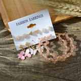 6/9 Pairs Big Hoop Pearl Earring Set for Women