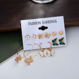 6/9 Pairs Big Hoop Pearl Earring Set for Women