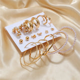 6 Pairs Hoop Pearl Earring Set For Women Vintage Jewelry