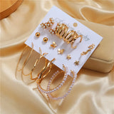 6 Pairs Hoop Pearl Earring Set For Women Vintage Jewelry
