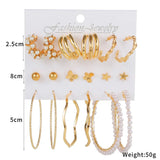 6 Pairs Hoop Pearl Earring Set For Women Vintage Jewelry