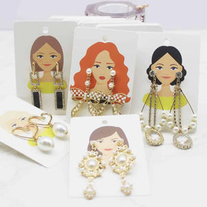 Beauty Head Jewelry Card Paper Necklace Earring Display Tag Card 50pc