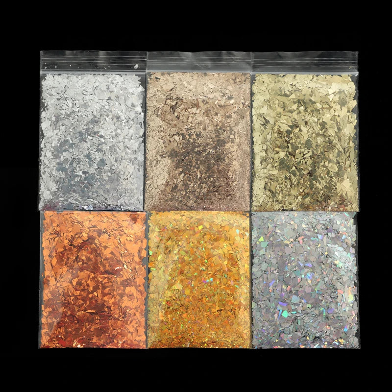 6 Bags Metallic Glitter Flakes Epoxy Resin Filling Nail Art Sequins