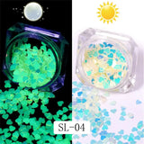 6-Bottle Glow-In-The-Dark Glitters Resin Jewelry Nail Art Craft Tools